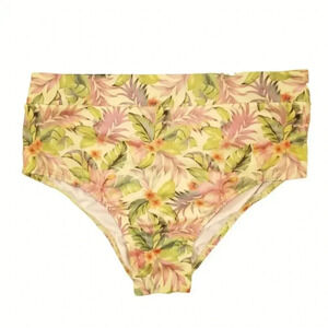 Sueño Real Tropical Floral Bikini Bottoms – Size M / 34 – High Waist Palm Print
